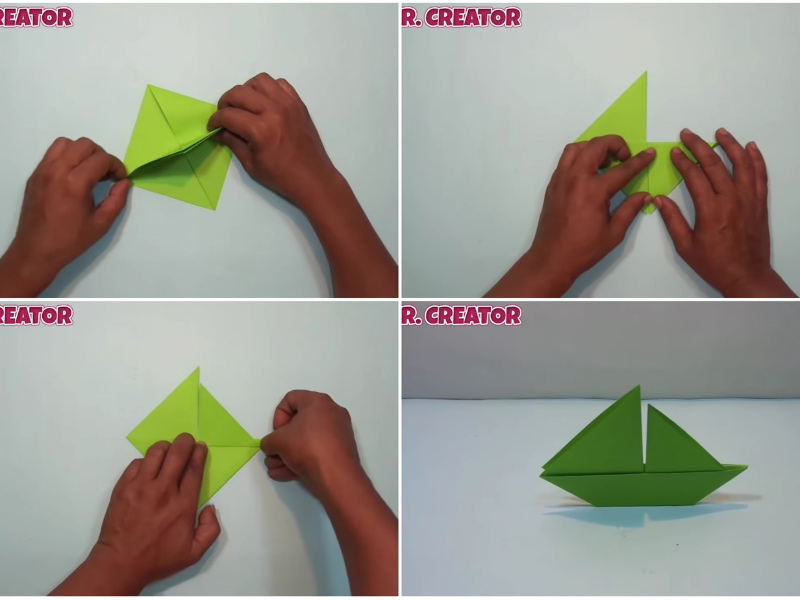 Kako napraviti brod od papira sa jedrima četvrti korak